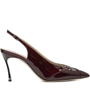 Casadei 80Mm Samurai Blade Slingback Patent-Leather Pumps - Brown