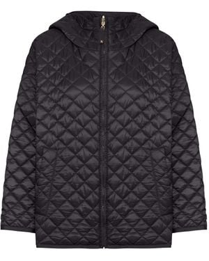Max Mara Giacca A Quadri Con Cappuccio - Grigio