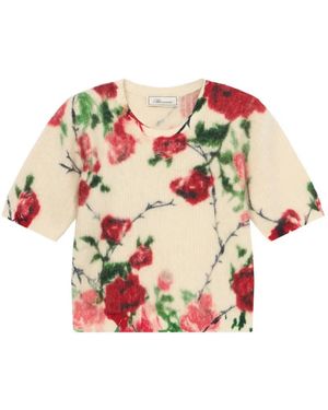 Blumarine Jersey De Canalé Con Estampado Floral - Rosa