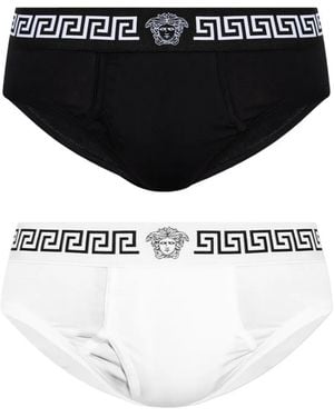 Versace Logo-Embellished Briefs (Set Of Two) - Black
