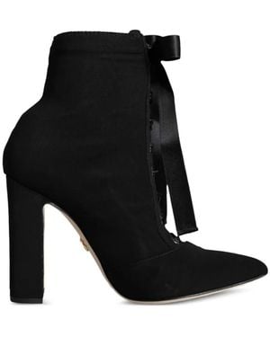 Dolce & Gabbana Lace-Up Ribbon Ankle Boots - Black