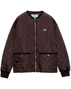 Prada Gesteppte Jacke mit Logo - Braun