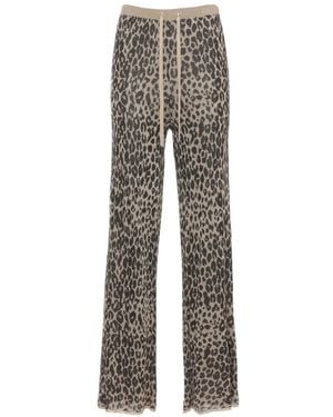 Marella Leopard-Print Drawstring-Waist Pants - Gray