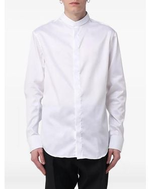Emporio Armani Band-Collar Long-Sleeve Shirt - White