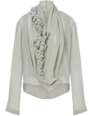 Alberta Ferretti Frilled-Detail Blouse - Grey