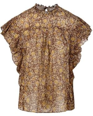 Isabel Marant Floral Ruffled Knitwear - Brown