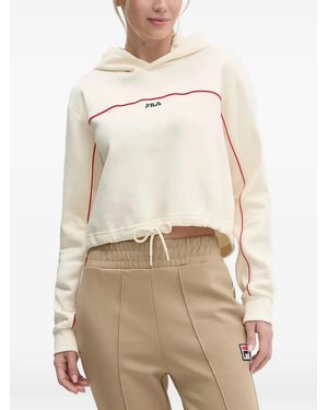 Fila Logo-Embroidered Drawstring Hoodie - Natural