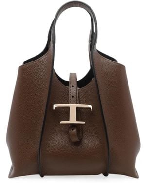 Tod's Mini T-Timeless Leather Tote Bag - Brown