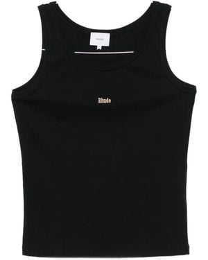 Rhude Logo-Print Ribbed Vest - Black
