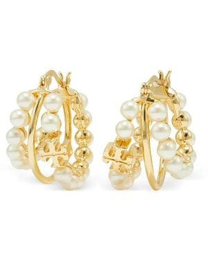 Tory Burch Moondance Multi Hoop Pearl Earring - Metallic