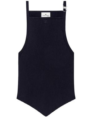 Courreges Buckle-Detail Rib-Knit Top - Blue