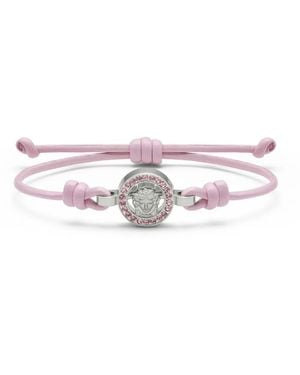 Versace Medusa Crystal Leather Bracelet - White