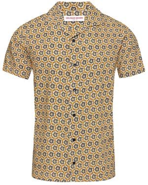 Orlebar Brown Floral Lyocell Short-Sleeve Shirt - Yellow