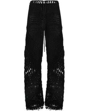 Alberta Ferretti Crochet-Mesh Pants - Black