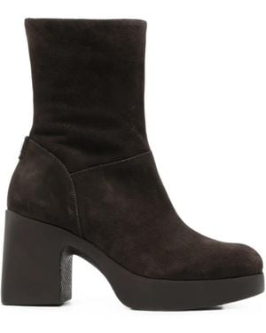 Wonders Lady 101 Suede Platform Ankle Boots - Black
