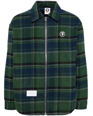Aape By A Bathing Ape Logo-Patch Check-Pattern Jacket - Green