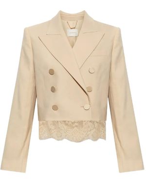 Zimmermann Blazer Corto Valiant Con Encaje - Neutro