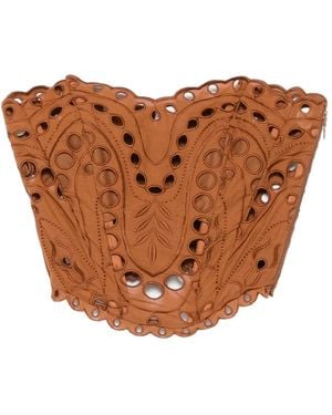 Charo Ruiz Kai Embroidered Strapless Top - Brown