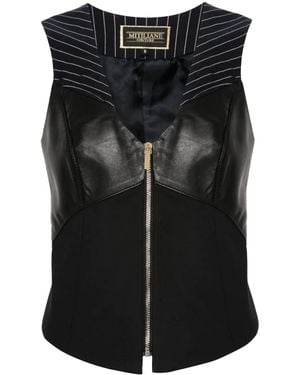 MITILIANE COUTURE Panelled Zipped Vest - Black