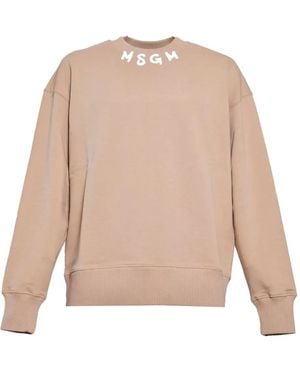 MSGM Logo-Print Sweatshirt - Natural