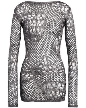 Dondup Robe Mi-Longue En Maille Ajourée À Effet Usé - Gris
