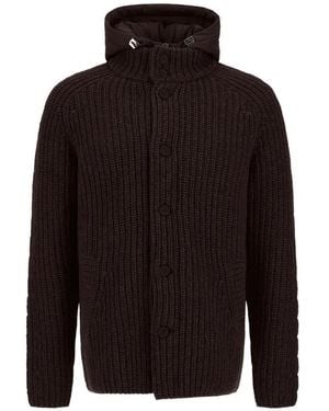 Herno Cable-Knit Hooded Jacket - Black