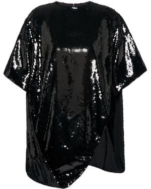 Valentino Garavani Sequin-Embroidered Organza T-Shirt - Black
