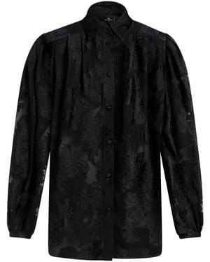 Etro Fil-Coupé Effect Chiffon Shirt - Black