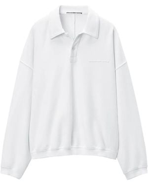 Alexander Wang Polo Con Logo Goffrato - Bianco