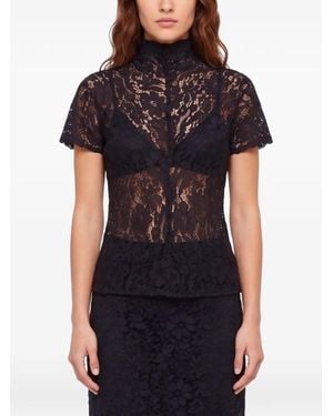 SUTTON NEW YORK Lace High-Neck Top - Black