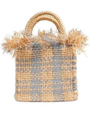 PAMELA MUNSON Mini Check Mate Woven Tote Bag - White
