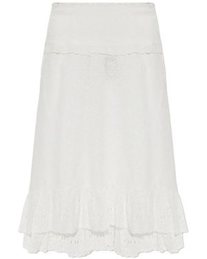 Ulla Johnson Violetta Broderie-Anglaise Ruffled Midi Skirt - White