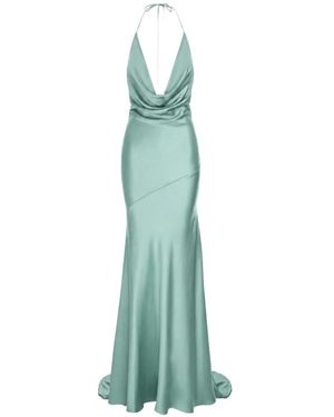 ROSERRY Ibiza Cowl-Neck Halterneck Maxi Dress - Green