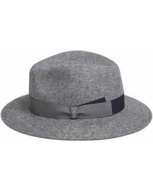 Borsalino Country Grosgrain-Trim Fedora Hat - Gray