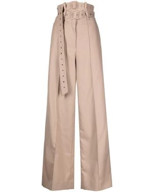 ROKH Belted Wide-Leg Trousers - Natural