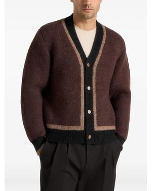 Manière De Voir Elon Contrast-Detail Knit Cardigan - Brown