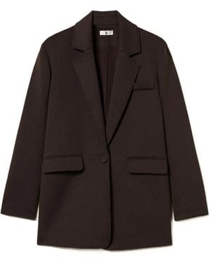 Twinset Notched-Lapel Pocket-Detail Blazer - Black