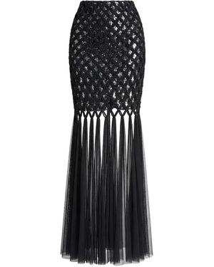 Gemy Maalouf Sequin-Embellished Crochet-Tulle Skirt - Black