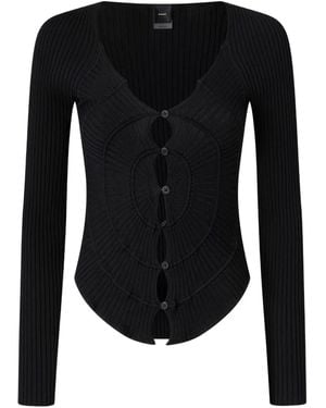 Pinko Ribbed Button-Up Cardigan - Black