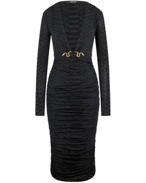 Roberto Cavalli Snake-Detail Midi Dress - Black