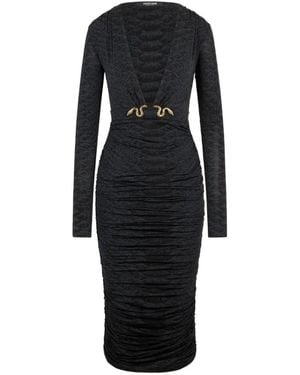 Roberto Cavalli Snake-Detail Midi Dress - Black