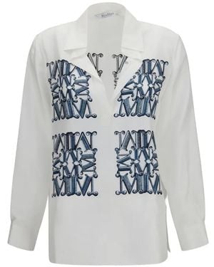 Max Mara Monogram-Print Silk Blouse - White