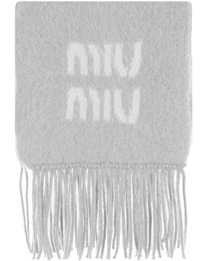 Miu Miu Schal Mit Jacquard-Logo - Weiß