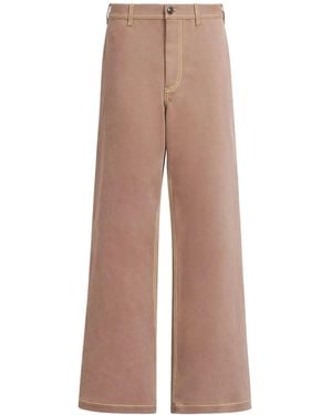 Marni Contrast-Stitching Wide-Leg Pants - Brown
