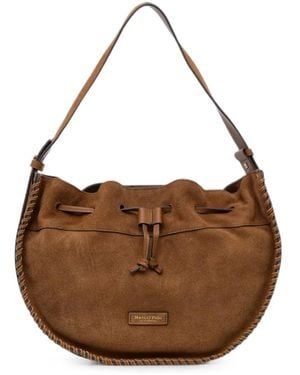 Marc O' Polo Whipstitch-Trim Suede Tote Bag - Brown