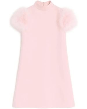 Valentino Garavani Crepe Couture Feathers-Detail Mini Dress - Pink