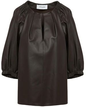 Yves Salomon Flowing Leather Top - Black