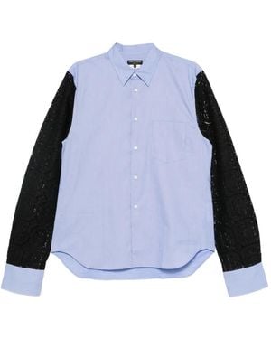 Comme des Garçons Chemise Rayée À Manches Longues À Empiècements En Dentelle - Bleu