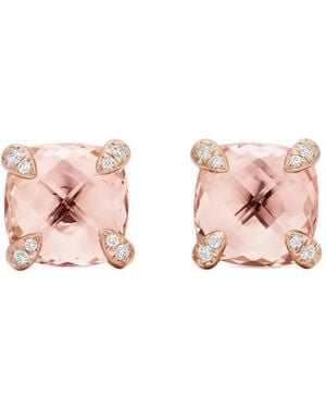 David Yurman 18Kt Rose Chatelaine Morganite And Diamond Stud Earrings (8Mm) - Pink