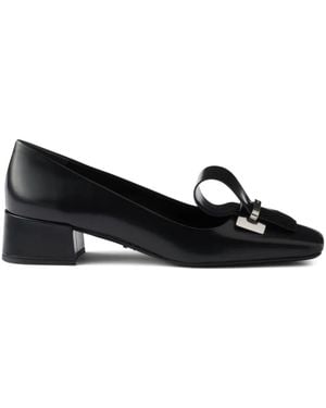 Prada 35Mm Brushed-Leather Court Shoes - Black